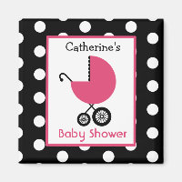 Baby shower - Transport rose et Pointe Polka