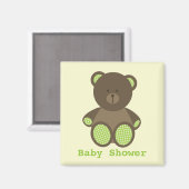 Aimant Baby shower vert neutre Favoriser En vichy Ours (Recto/Verso)