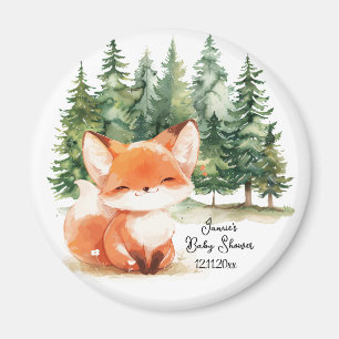 Aimant Baby shower Whimsical Woodland Fox