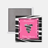 Aimant Baby shower Zèbre et Vêtements roses Favoriser (Recto/Verso)