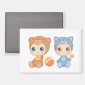 Aimant Baby Twins Bear Chat Jumpsuit (Recto/Verso)