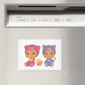 Aimant Baby Twins Bear Chat Jumpsuit 2 (In Situ (Lave-vaisselle))