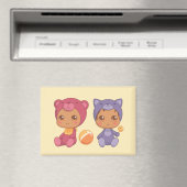 Aimant Baby Twins Ours Chat Jumpsuit 2 Jaune (In Situ (Lave-vaisselle))