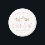 Aimant Bachelorette de champagne moderne rose girly éléga<br><div class="desc">Champagne moderne rose girly et cocktails soirée bachelorette faveur aimant</div>