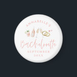 Aimant Bachelorette de champagne moderne rose girly éléga<br><div class="desc">Champagne moderne rose girly et cocktails soirée bachelorette faveur aimant</div>
