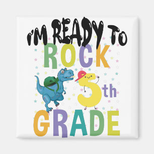 Aimant Back to School I'm Ready To Rock 5th Grade Dino