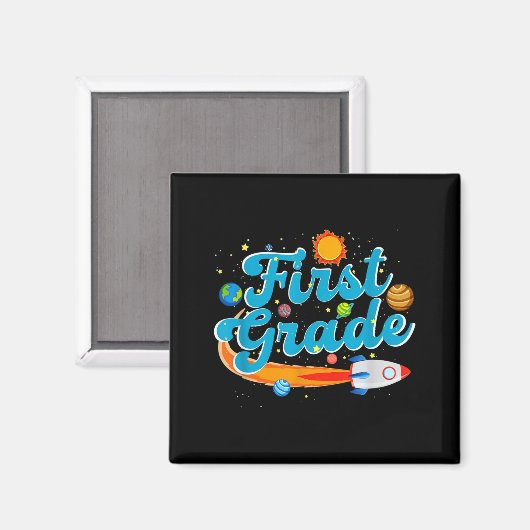 Aimant Back to school outer space teacher first grade (Recto/Verso)