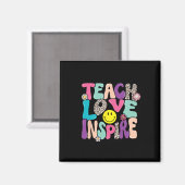 Aimant Back to School Teach Love Inspire Retro Teachers (Recto/Verso)