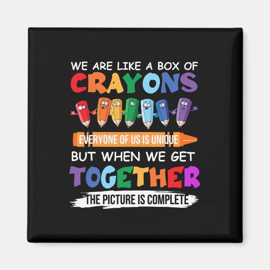 Aimant Back to School Teacher We Are Like A Box Of Crayon (Devant)