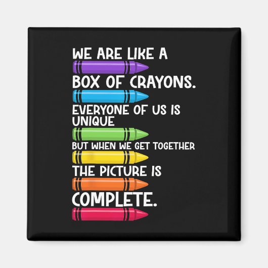 Aimant Back to School Teacher We Are Like A Box Of Crayon (Devant)