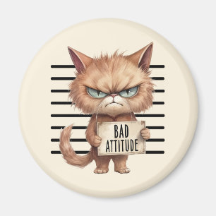 Aimant Bad Attitude Chat Mugshot - Drôle Feline Design