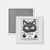 Aimant Bad Cattitude - Mugshot de chat noir (Recto/Verso)