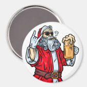 Aimant Bad Père Noël, Rock, Bière et Cigar (Recto/Verso)