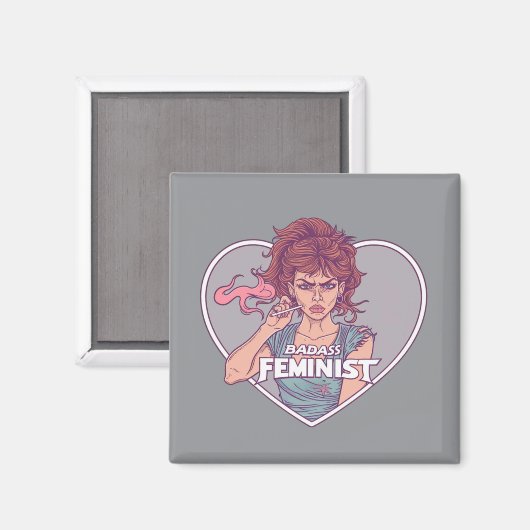 Aimant BADASS FÉMINISTE, dessin animé (Recto/Verso)