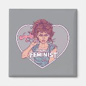 Aimant BADASS FÉMINISTE, dessin animé (Devant)