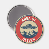 Aimant Badge Alien UFO Rétro Classifié Zone 51 (Recto/Verso)