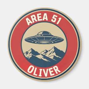 Aimant Badge Alien UFO Rétro Classifié Zone 51