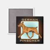 Aimant Badge allemand Pinscher, carré (Recto/Verso)