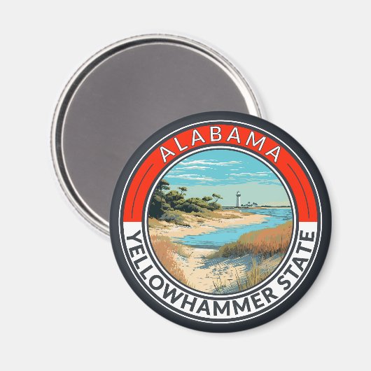 Aimant Badge d'art de voyage en Alabama (Recto/Verso)