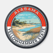 Aimant Badge d'art de voyage en Alabama (Devant)