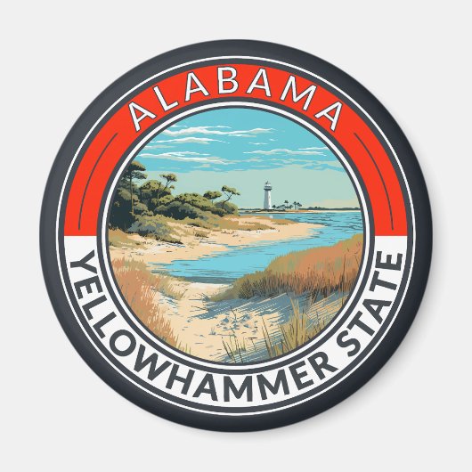 Aimant Badge d'art de voyage en Alabama (Devant)