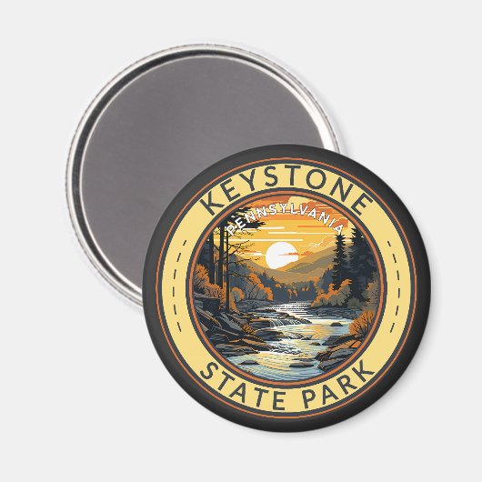Aimant Badge d'art de voyage Keystone State Park Pennsylv (Recto/Verso)