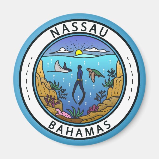 Aimant Badge de plongée Nassau Bahamas (Devant)