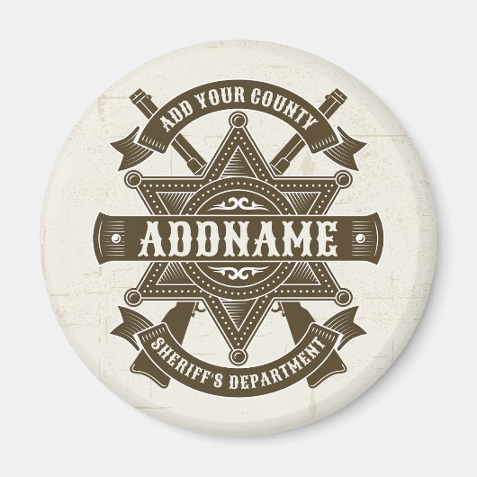 Aimant Badge de Rifles Adjoint Old West Sheriff Personnal (Devant)