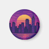 Aimant badge de ville de néon 8 bits (Devant)