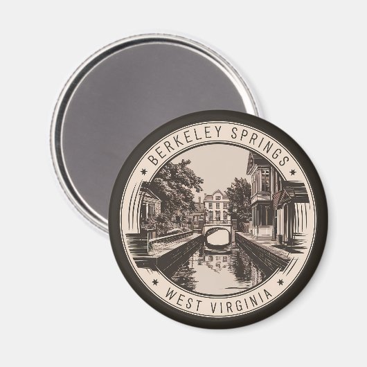 Aimant Badge d'illustration Berkeley Springs West Virgini (Recto/Verso)