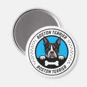 Aimant Badge d'illustration de Boston Terrier Peeking (Recto/Verso)