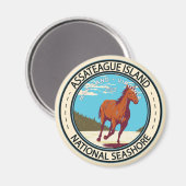 Aimant Badge du littoral national de l'île Assateague (Recto/Verso)