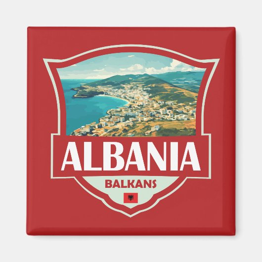 Aimant Badge rétro Illustration Albanie (Devant)