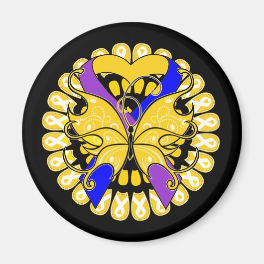 Aimant Badigeonnette du papillon du cancer du coeur (Devant)