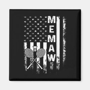 Aimant Badminton Memaw Drapeau Américain Noël Vintage Xm