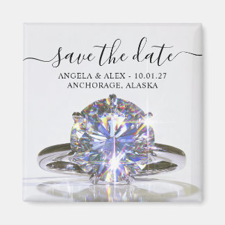 Aimant Bague de mariage scintillante, Sauvegarder la date