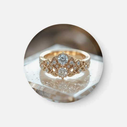Aimant bague diamant scintillant or (Devant)
