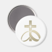 Aimant Bagues mariages d'or et croix (Recto/Verso)