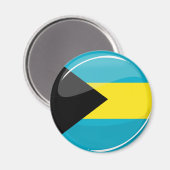 Aimant Bahamas Drapeau rond et brillant (Recto/Verso)