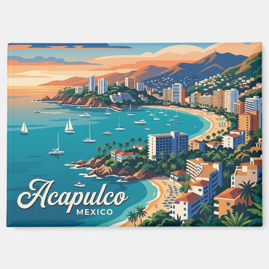 Aimant Baie d'Acapulco Mexique (Recto)