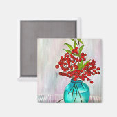 Aimant Baies d'eau Red Christmas Berries (Recto/Verso)