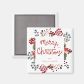Aimant baies rouges d'hiver Joyeux Noël (Recto/Verso)