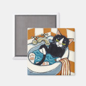 Aimant Baignade de chat Cheeky dans l'évier Illustration (Recto/Verso)