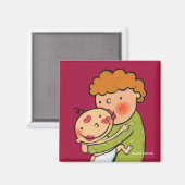 Aimant Baisers à lèvres rose grand-mère pour bébé (Recto/Verso)