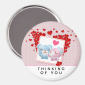 Aimant Baisers avec coeur d'amour rouge tout autour (Recto/Verso)