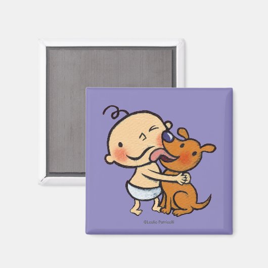 Aimant Baisers de chiots pour le bébé (Recto/Verso)