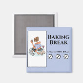 Aimant Baking Break Relaxant Lady Wine Cat & Cellphone (Recto/Verso)