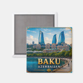Aimant Bakou Azerbaïdjan Mer Caspienne Capitale 🌊 (Recto/Verso)