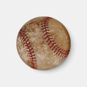 Aimant Bal de baseball vintage Red and White Sports