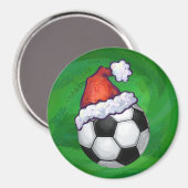 Aimant Bal de football Santa Chapeau sur Vert (Recto/Verso)